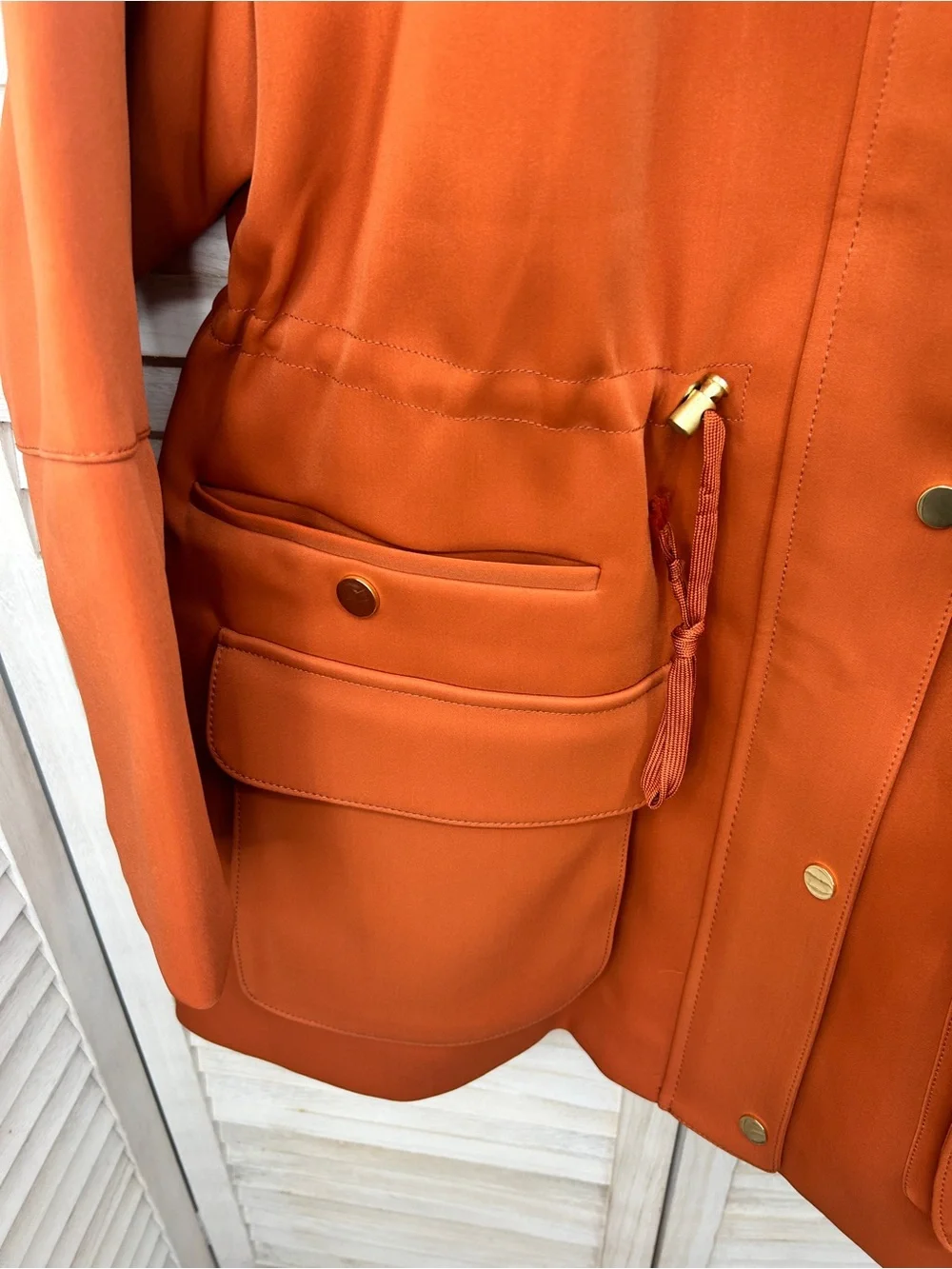 H&M Burnt Orange Scuba Parka Jacket Size 6